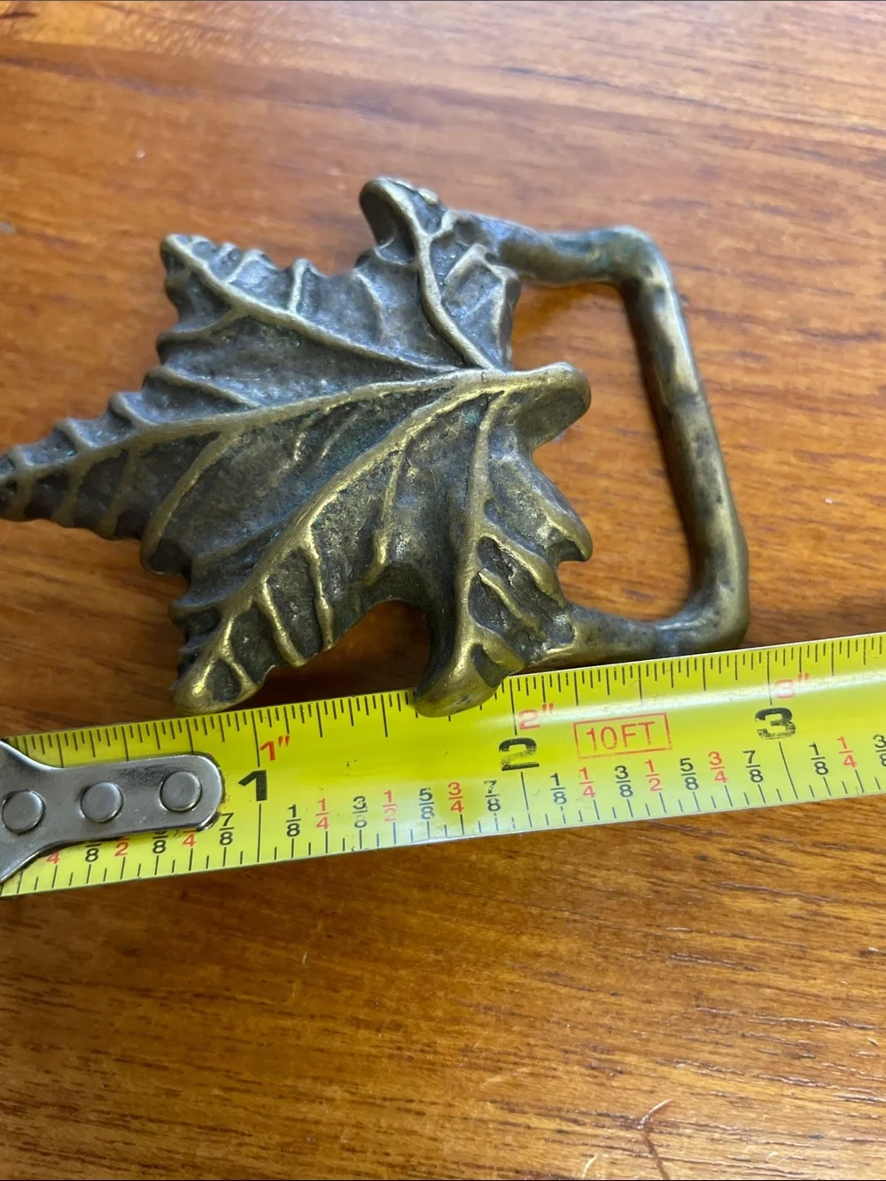 Brass Maple Leaf Belt Buckle - 2x2.